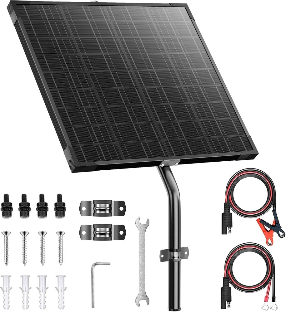12V Gate Opener Solar Panel：20W Solar Panels Kit for Electric Fence with Smart M