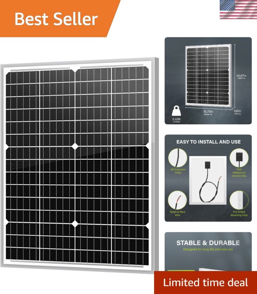 Versatile 35W 12V Monocrystalline Solar Panel for Easy Off-Grid Installation