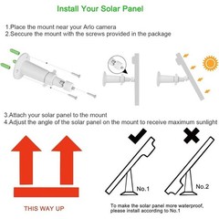 Solar Panel Charger Arlo Pro Pro2 Waterproof Adjustable 2600mAh Battery New