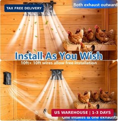 Solar Fan for Chicken Coop with 2 Fans and 3 Modes Controller Solar Exhaust Fan