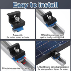 10Pcs Solar Panel End Clamp for Standard Unistrut, Aluminum 30Mm/35Mm Solar Pane