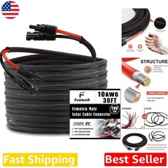 Heavy Duty 10AWG Solar Panel Extension Cable 30ft MC4 – Outdoor Marine RV Wea…