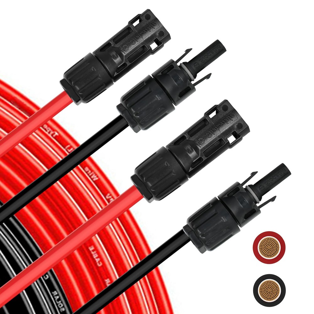 8AWG (10mm²) 20FT Solar Extension Cables, 1500V Tinned Copper PV Wire with 1….