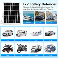 Solar Powered Battery Charger Trickle Maintainer 20W 12V Solar Panel Kits MPPT