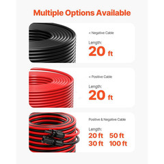 Solar Panel Extension Cable 10AWG PV Wire Cable in 20 Ft. Black and 20 Ft. Red W