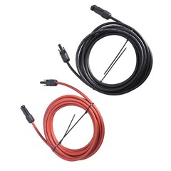 1 Pair 20FT Solar Panel Extension Cable Wire Black + Red Connector 6mm²/10AWG
