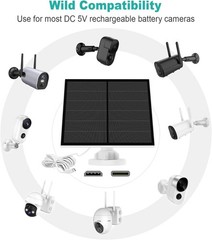 5W Solar Panel for Security Camera, USB Solar Panel for DC 5V Outdoor Recharg…
