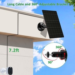 6W Security Camera Solar Panel, 5V USB-C/USB Solar Charger Compatible with Re…