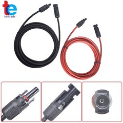 1 Pair 12AWG 15ft Solar Panel Extension Cable Wire Connector Black+Red
