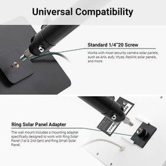 Universal Solar Panel Wall Mount for Ring & Arlo – Adjustable & Durable Black