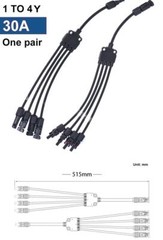 Solar Cable Connector Branch Parallel Photovoltaic Panels Copper 2-4 Ways Wire