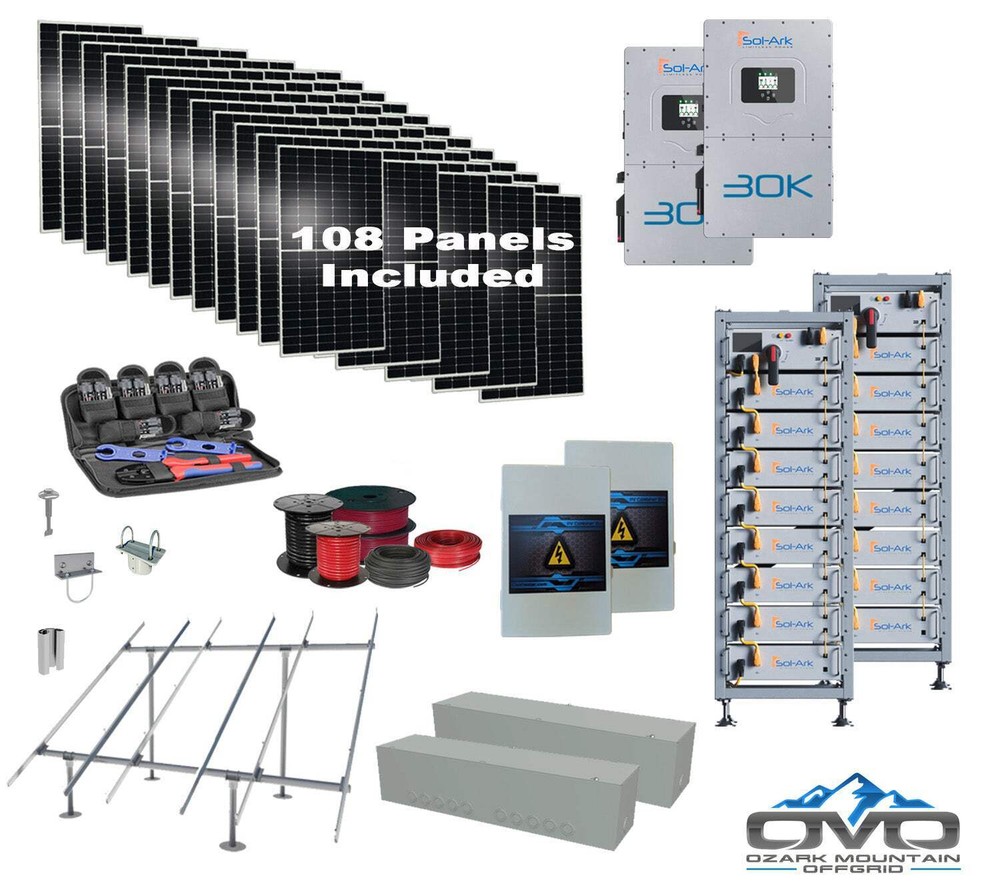 Commercial 60KW Solar Array – 3 Phase 208V Solar Kit + 2x 30K 208V Sol-Ark Inver