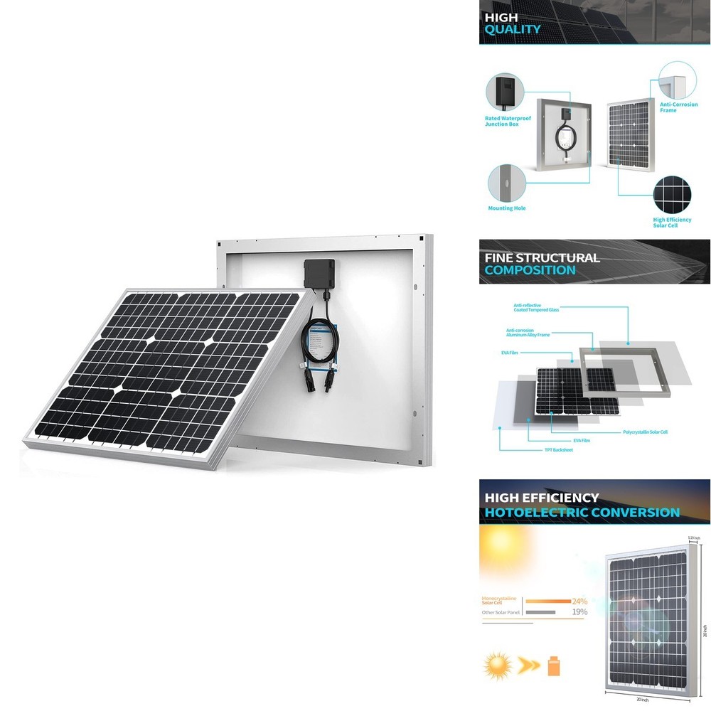 ACOPOWER HY050-12P 50W 12V Mono Solar Panel Battery Charger