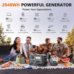 ALLWEI 2400W Solar Portable Power Station Generator Portable Solar Panel 200W