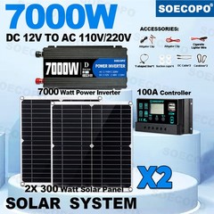 Complete 7000W Off-Grid Solar Kits 7000W Inverter 2pc 300W Solar Panel 110V/220V