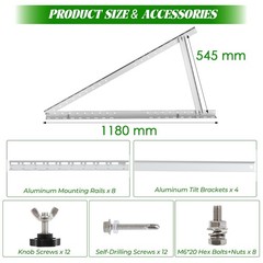 PFCTART 2 Set 46.5 inch Solar Panel Mount For 2-4pcs 100~400 Watt Solar Panel