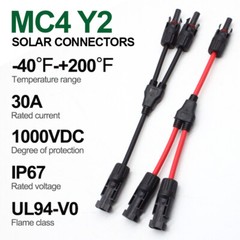 Power Y Branch Parallel Connectors Adapter +12AWG Solar Panel 2M Extension Cable