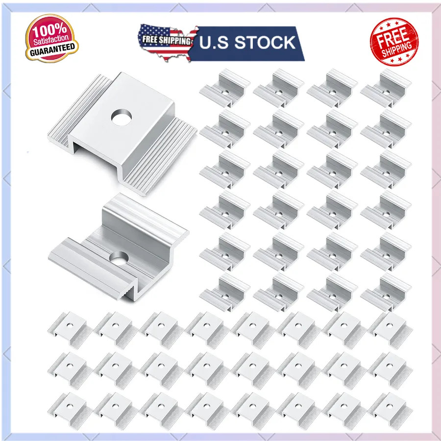 48 Pack Solar Panel Mid Clamps 1.06 Inch Aluminum Mounting Bracket Kit