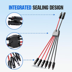 Integrated Solar Connector 2-6 Y Branch Parallel PV Adapter Cable Wire Plug Tool