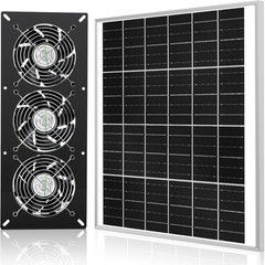 Solar 3 Fan Kit, Waterproofed Solar Powered Fans for Outdoor Chicken Coop, Green