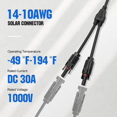ECO-WORTHY Solar Connectors Y Branch Parallel PV Adapter Cable Wire Plug Tool Ki