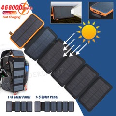 46800mah Portable Solar Mobile Phone Charger Panel Power Bank Waterproof Outdoor