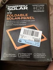 Thunderbolt solar 9w foldable solar panel. Slim construction for portability
