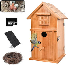 Bird House with Camera Solar Powered 1080P HD Outdoor Design, 2.4G Wifi, Auto Ca