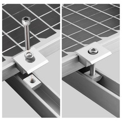 Aluminium T-Shaped Solar Panel 35mm Mid Clamps Rail Connectors Silver 10pcs