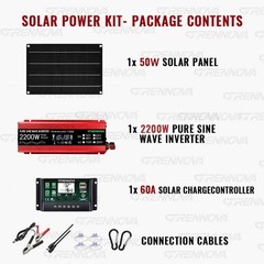 Grennova 2200W Off-Grid Solar Kit 50W Panel 60A MPPT Dual Voltage Inverter