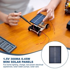 2pcs mini solar panels 1.5V 0.45W 300mA, for photovoltaic cells