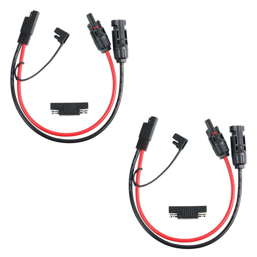 2PCS 1ft 10AWG SAE to MC4 Solar Panel Cable with Polarity Reverse Adapter
