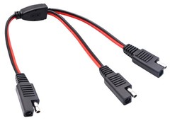 AAOTOKK 30cm SAE Y Splitter Adapter Cable – 1 to 2 DC Power Automotive Extens…