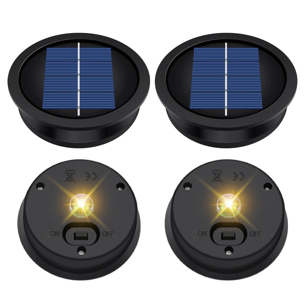 Daknswte 4 Pack Solar Light Replacement Top, Panel for Outdoor Black
