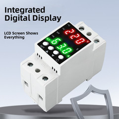 Auto Reset Dual LCD Voltage Protector for AC80-300V Overcurrent Up to 63A