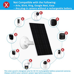 4W Solar Panel for Security Camera, Usb-C/Micro USB Solar Charger for Rechargeab