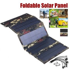 30W Sun Power Folding Flexible Solar Mat Blanket Solar Panel Kit Camping Charge