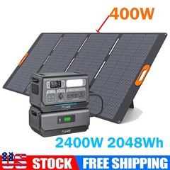 ALLWEI 2400W 2048Wh Portable Power Station Generator w/400W Solar Panel