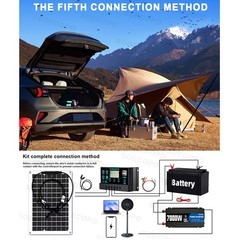 SOECOPO 7000W Peak Solar System Kit Flexible Panel for Camping RV Home charger