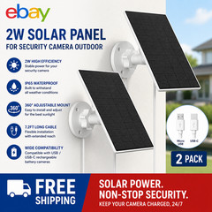 Solar Panel for Security Camera, 2 Pack 2W Solar Charger with Micro USB & USB-C