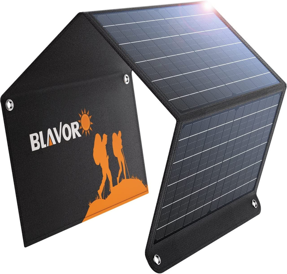 30W Solar Charger USB-A QC3.0 24W USB-C DC 30W Outputs, Foldable Solar Panel for