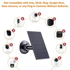 2W USB Solar Panel Charger for Security Cameras, 360° Adjustable Mount, 4 Pack