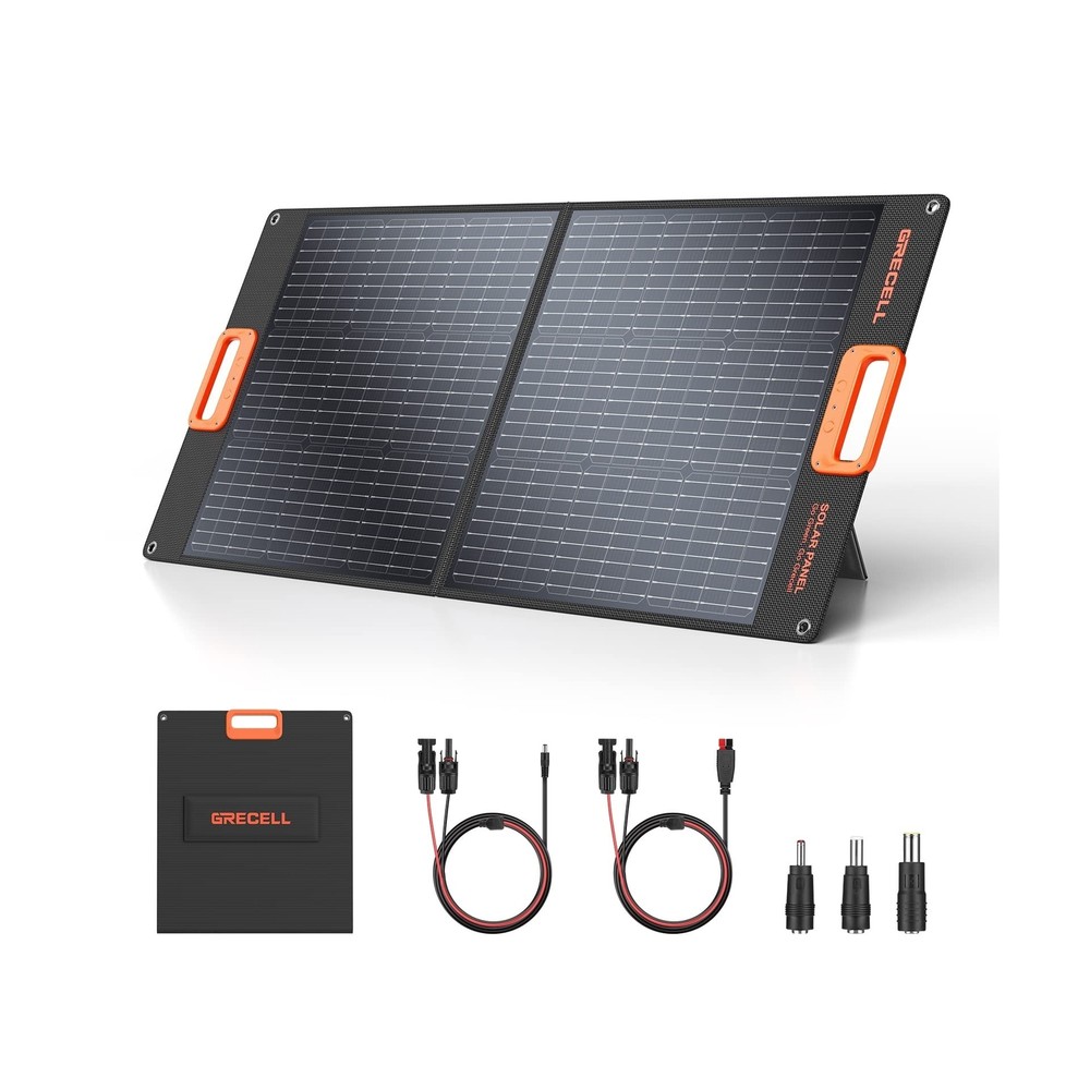 GRECELL 100W Portable Solar Panel for Power Station Generator, 20V Foldable S…