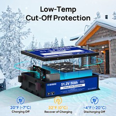 48V 50Ah LiFePO4 Lithium Battery Deep Cycle with Monitor for Golf cart Home RV