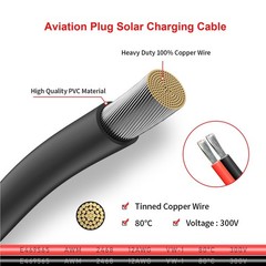 ELFCULB Solar Connector to Aviation Cable 12AWG 6FT for Power Stations