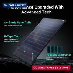 200 Watt Solar Panels N-Type 24 Volt 200W Solar Panel 16BB 25.6% High-Efficiency