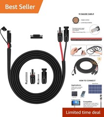 Versatile 10Ft SAE Connector Cable for Solar & RV – Female-Male Adapter Included