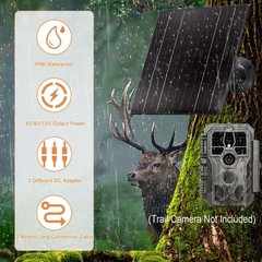 10W Solar Panel for Trail Cameras, 10400mAh Battery, Waterproof Charger, Outdoor