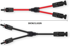 Solar Connectors Y Branch Parallel Adapter 10AWG Cable for Solar Panel (Red & Bl