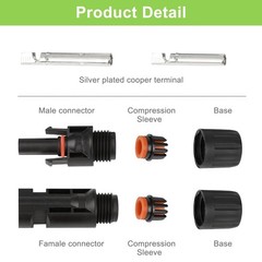 MC4 Solar Connectors 30 Pairs/60pcs Solar Panel Cable Connectors Waterproof I…
